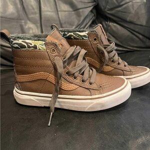 Camo and tan Vans